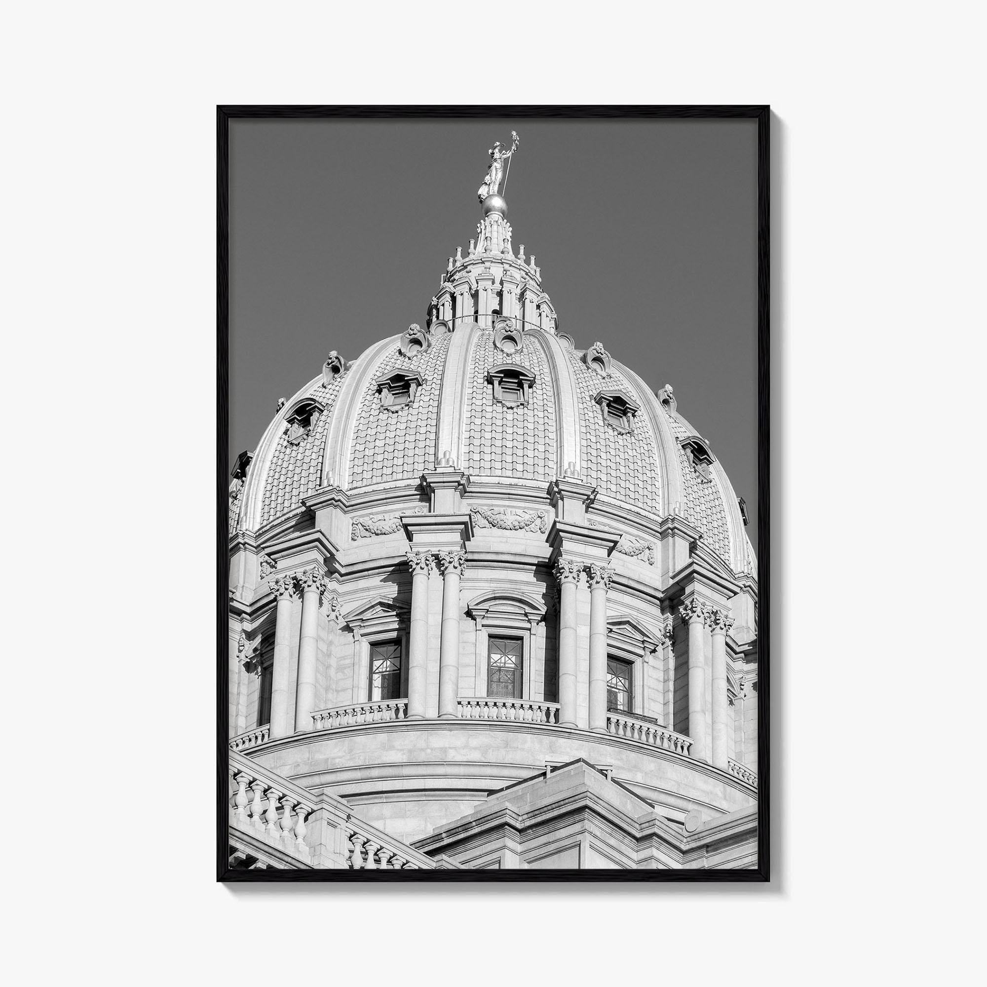 Harrisburg Black and White Fine Art Photo Print, Pennsylvania Capitol Dome Poster, PA Poster