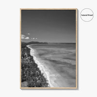 Oahu Black and White Fine Art Photo Print, Waimanalo Beach, Hawaii Aerial Poster, USA