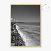 Oahu Black and White Fine Art Photo Print, Waimanalo Beach, Hawaii Aerial Poster, USA