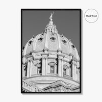 Harrisburg Black and White Fine Art Photo Print, Pennsylvania Capitol Dome Poster, PA Poster
