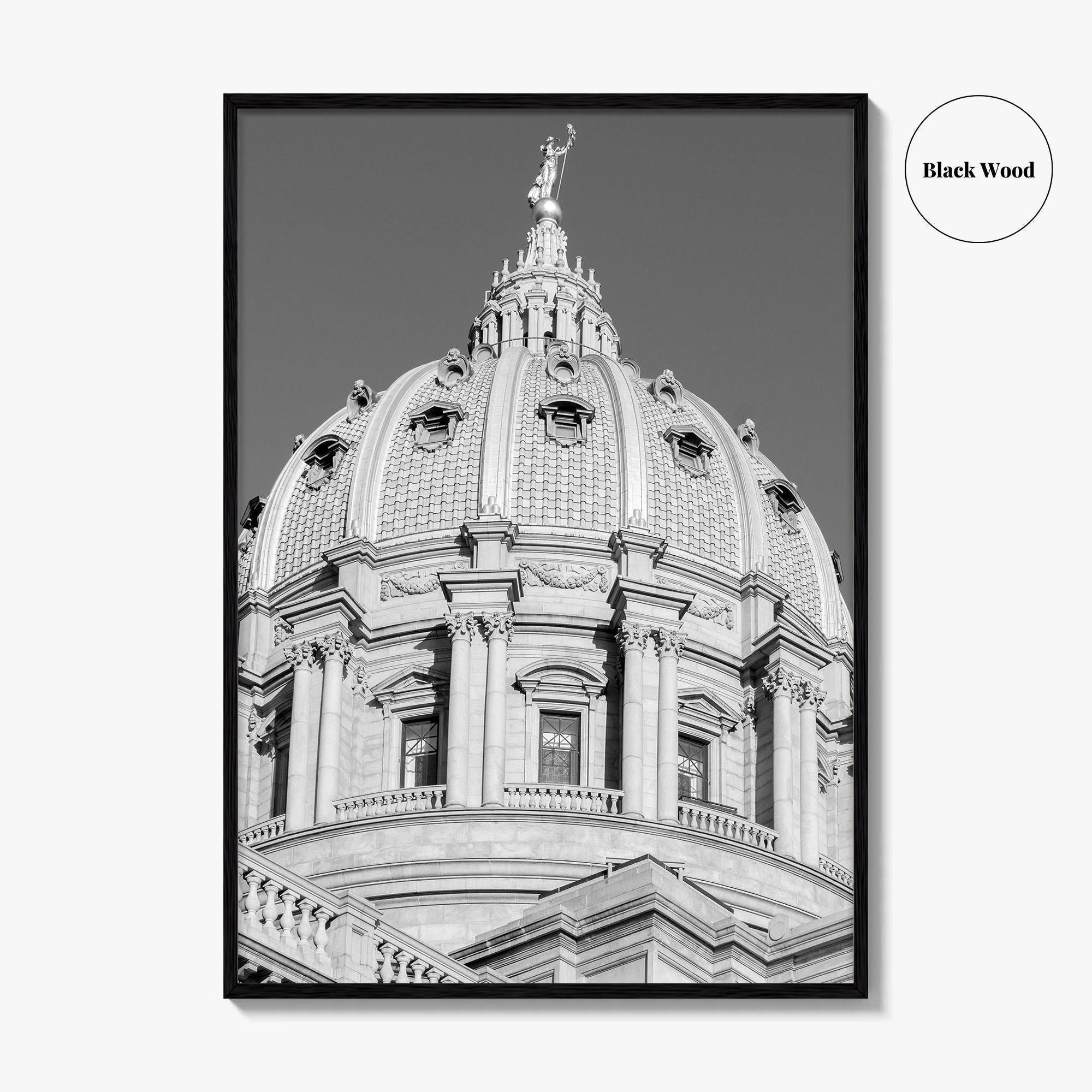 Harrisburg Black and White Fine Art Photo Print, Pennsylvania Capitol Dome Poster, PA Poster