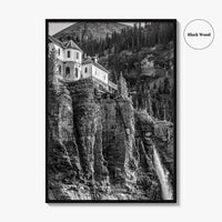 Telluride Black and White Fine Art Photo Print, Bridal Veil Falls Colorado Poster