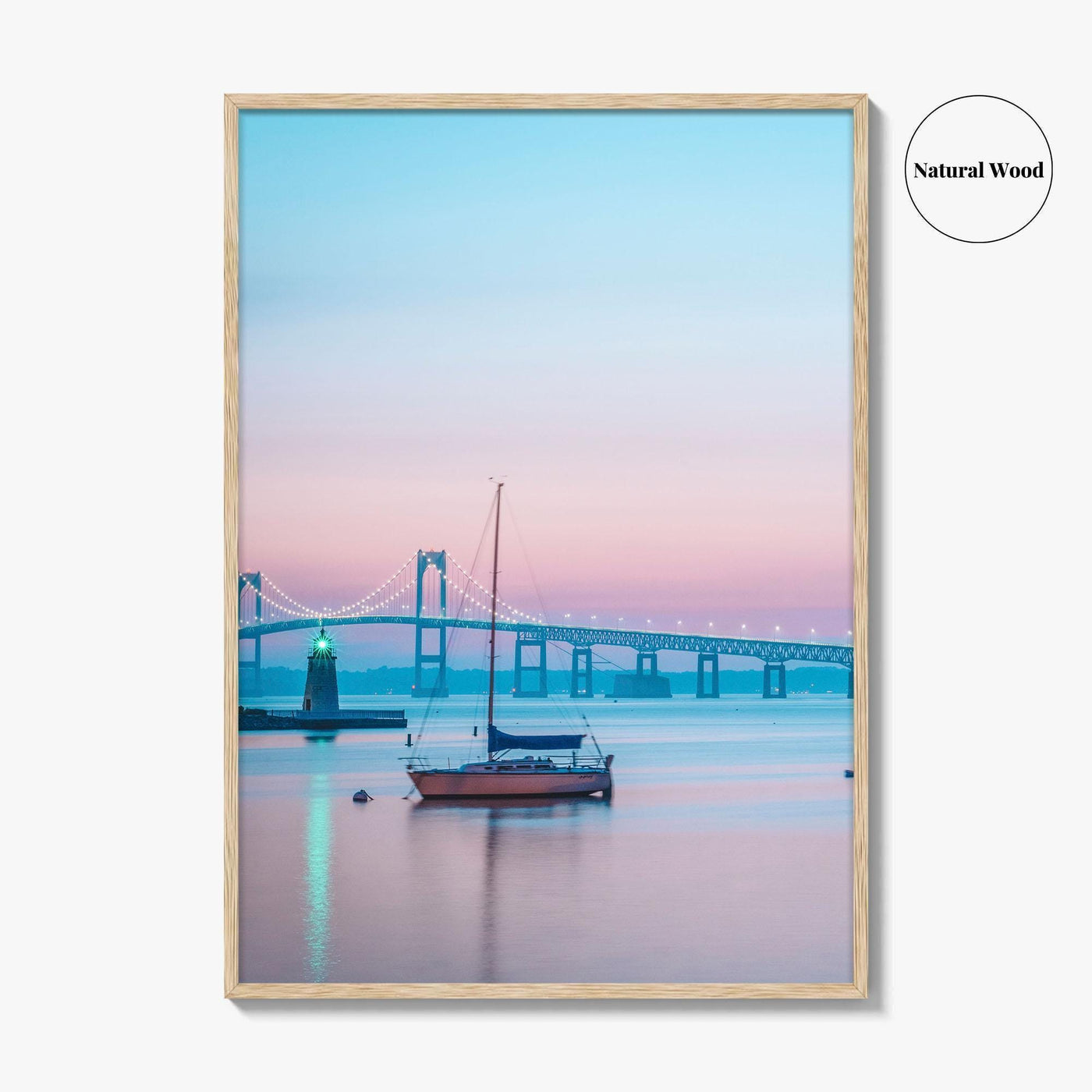 Newport RI Fine Art Photo Print, Goat Island Lighthouse, Pell Bridge, Poster
