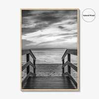 Naples Florida Black and White Fine Art Photo Print, Gulf Shore Boardwalk Poster