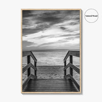 Naples Florida Black and White Fine Art Photo Print, Gulf Shore Boardwalk Poster