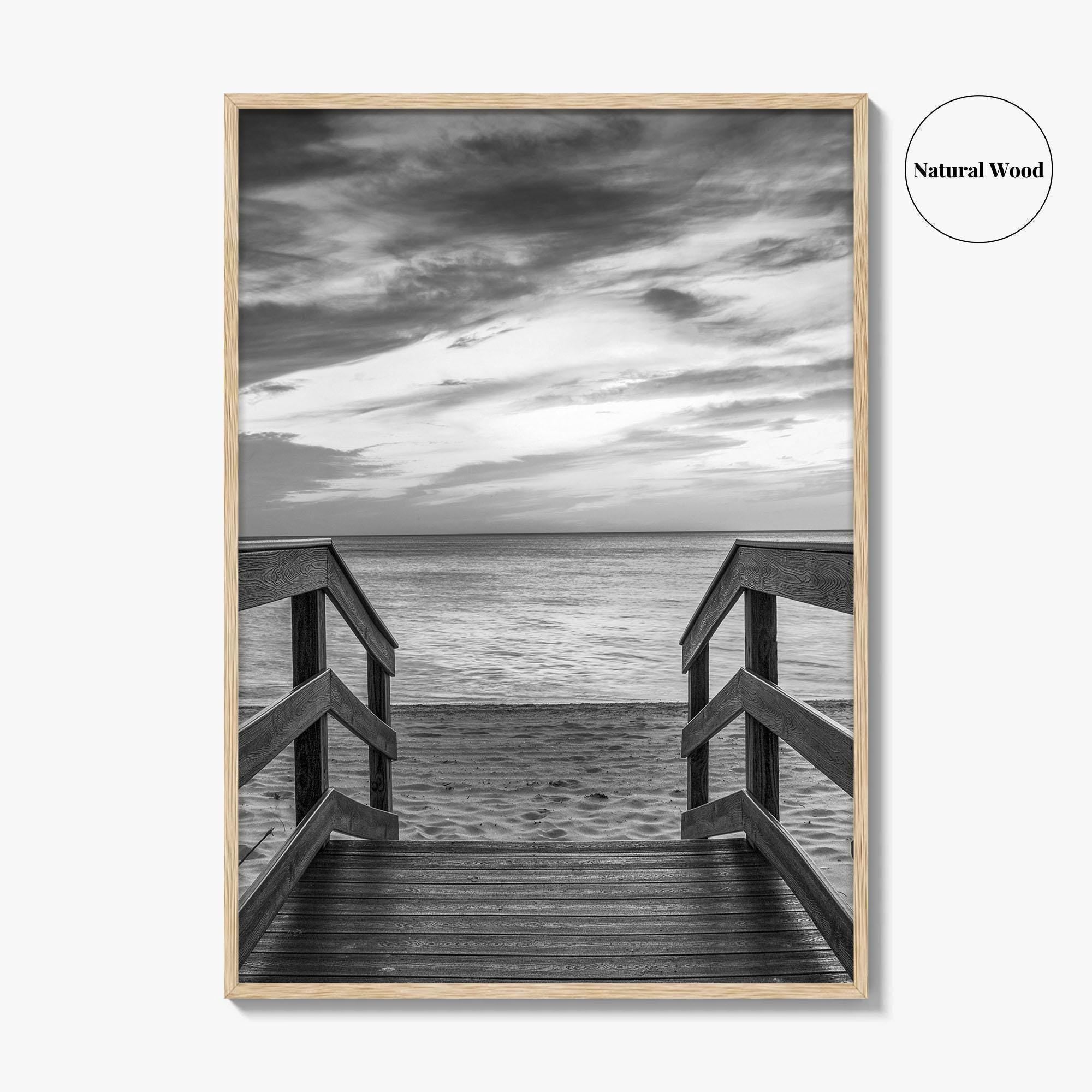 Naples Florida Black and White Fine Art Photo Print, Gulf Shore Boardwalk Poster
