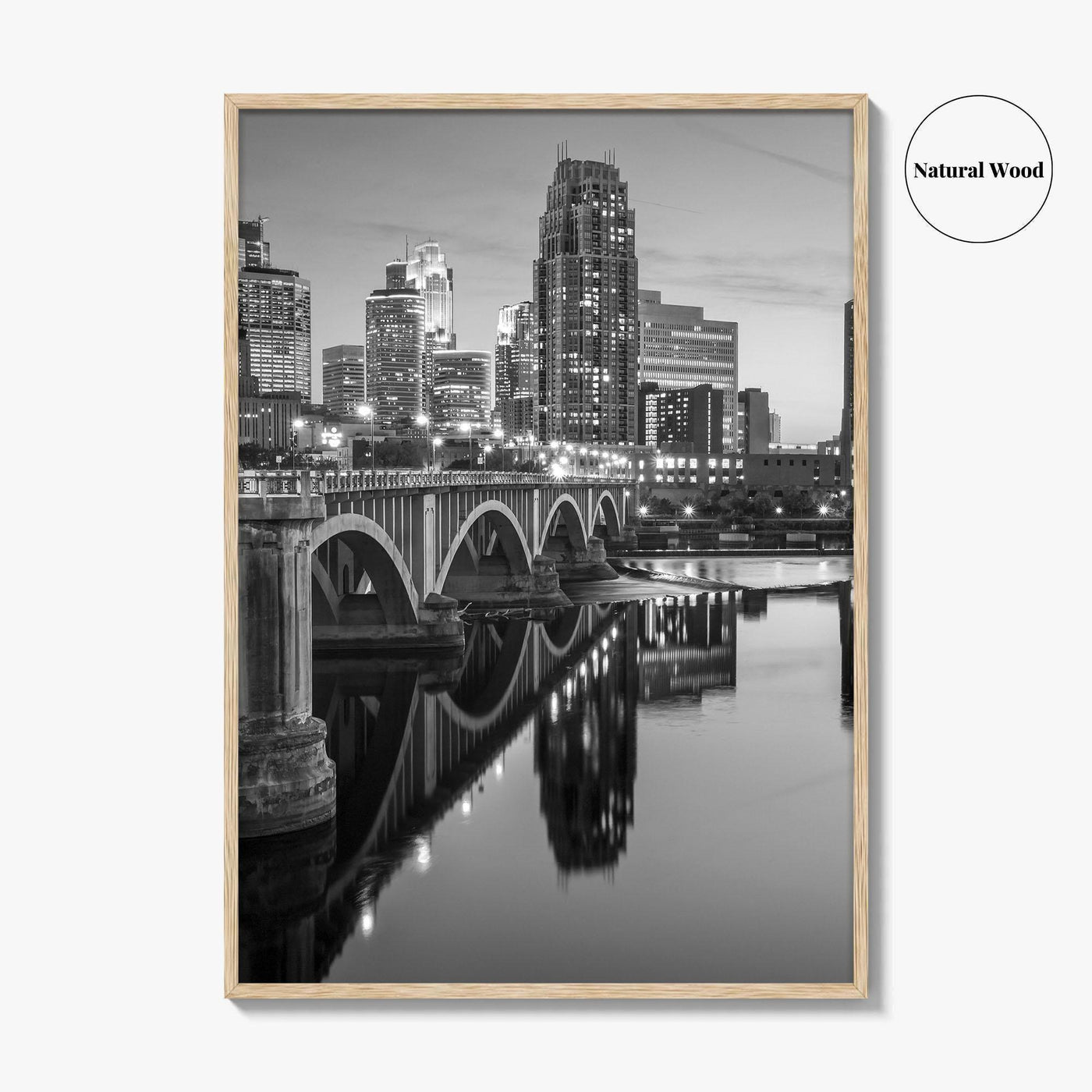 Minneapolis Skyline Black and White Fine Art Photo Print, Wall Poster, Minnesota USA
