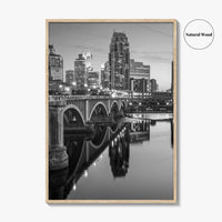 Minneapolis Skyline Black and White Fine Art Photo Print, Wall Poster, Minnesota USA