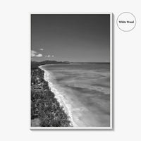 Oahu Black and White Fine Art Photo Print, Waimanalo Beach, Hawaii Aerial Poster, USA