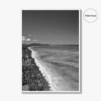Oahu Black and White Fine Art Photo Print, Waimanalo Beach, Hawaii Aerial Poster, USA