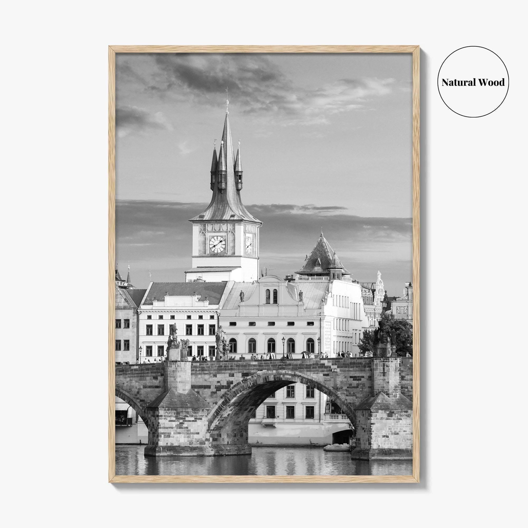Prague Black and White Fine Art Photo Print, Charles Bridge, Czech Republic, Praha, Poster