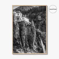 Telluride Black and White Fine Art Photo Print, Bridal Veil Falls Colorado Poster