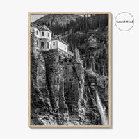 Telluride Black and White Fine Art Photo Print, Bridal Veil Falls Colorado Poster