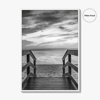 Naples Florida Black and White Fine Art Photo Print, Gulf Shore Boardwalk Poster