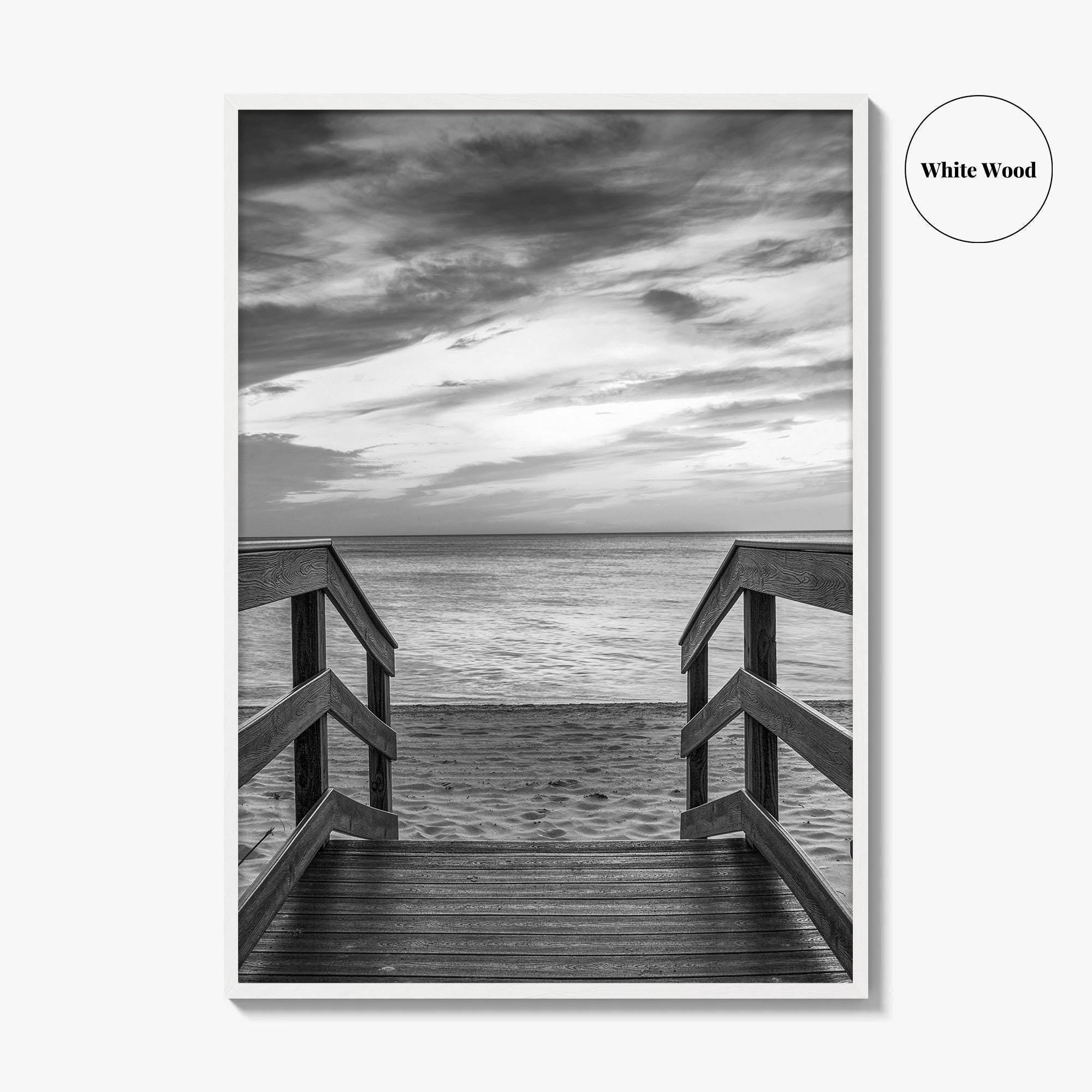 Naples Florida Black and White Fine Art Photo Print, Gulf Shore Boardwalk Poster