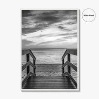 Naples Florida Black and White Fine Art Photo Print, Gulf Shore Boardwalk Poster