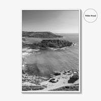 Malta Black and White Fine Art Photo Print, Golden Bay Beach, Mellieha, Coastal Poster