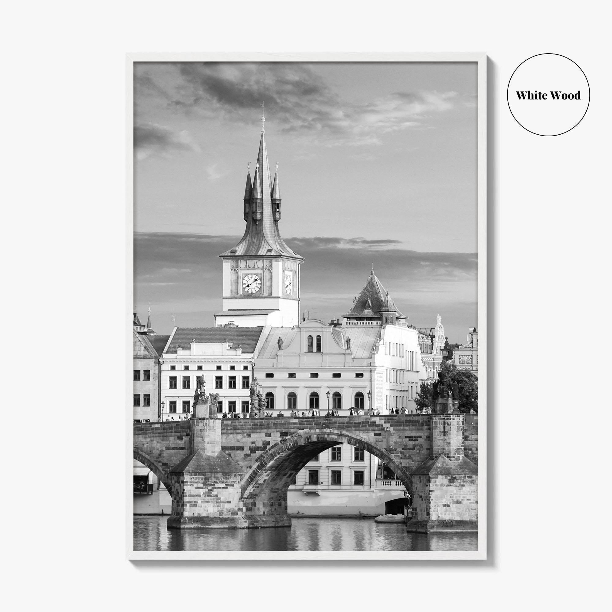 Prague Black and White Fine Art Photo Print, Charles Bridge, Czech Republic, Praha, Poster