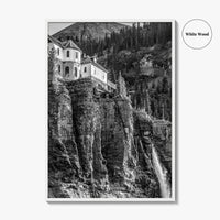 Telluride Black and White Fine Art Photo Print, Bridal Veil Falls Colorado Poster