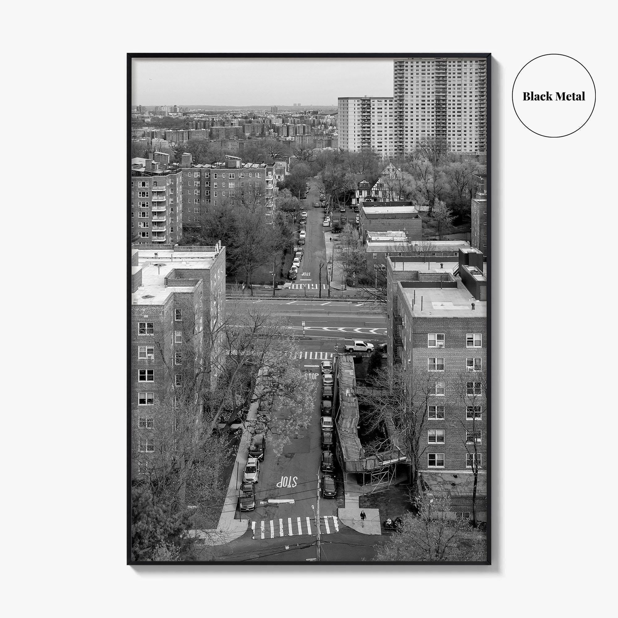 The Bronx Black and White Fine Art Photo Print, Spuyten Duyvil Aerial, NYC Poster