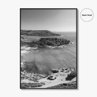 Malta Black and White Fine Art Photo Print, Golden Bay Beach, Mellieha, Coastal Poster