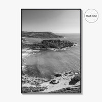 Malta Black and White Fine Art Photo Print, Golden Bay Beach, Mellieha, Coastal Poster