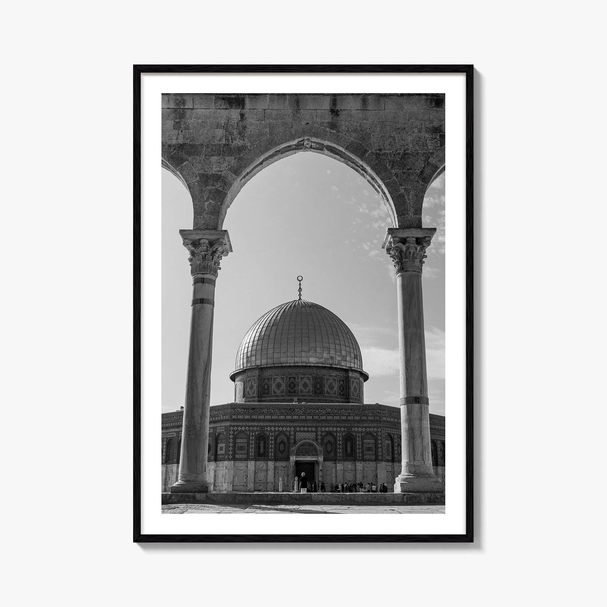 Jerusalem Black and White Fine Art Photo Print, Dome of the Rock Israel Poster