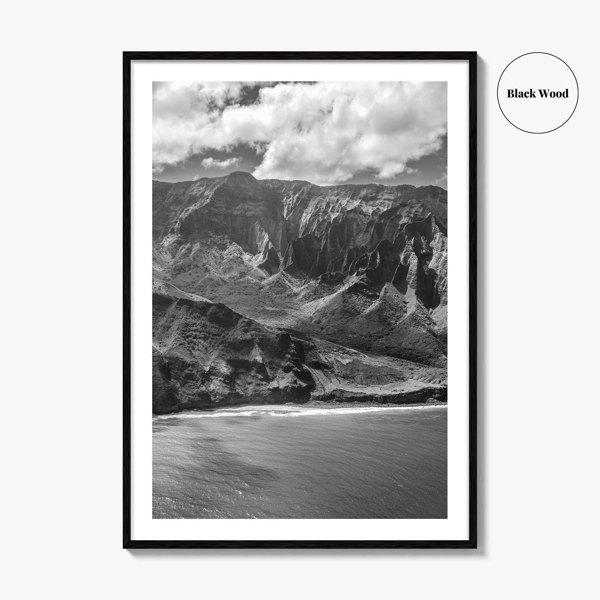 Na Pali Coast Black and White Fine Art Photo Print, Kauai Hawaii Poster
