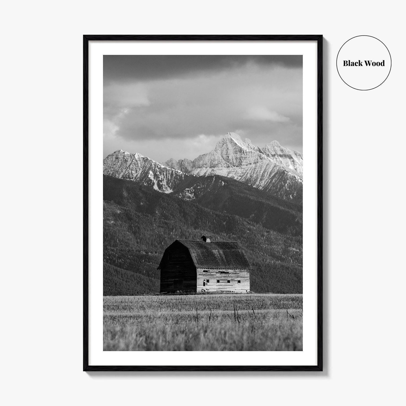 Pablo Montana Black and White Fine Art Photo Print, Mission Valley Barn USA Poster