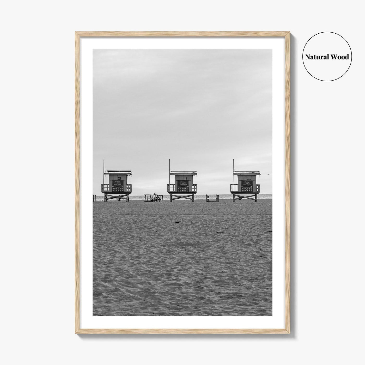 Venice Beach Black and White Fine Art Photo Print, Los Angeles Lifeguard Towers Poster