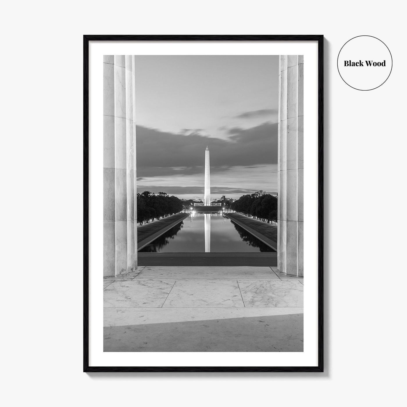 Washington DC Black and White Fine Art Photo Print, Lincoln Memorial Reflecting Pool Poster