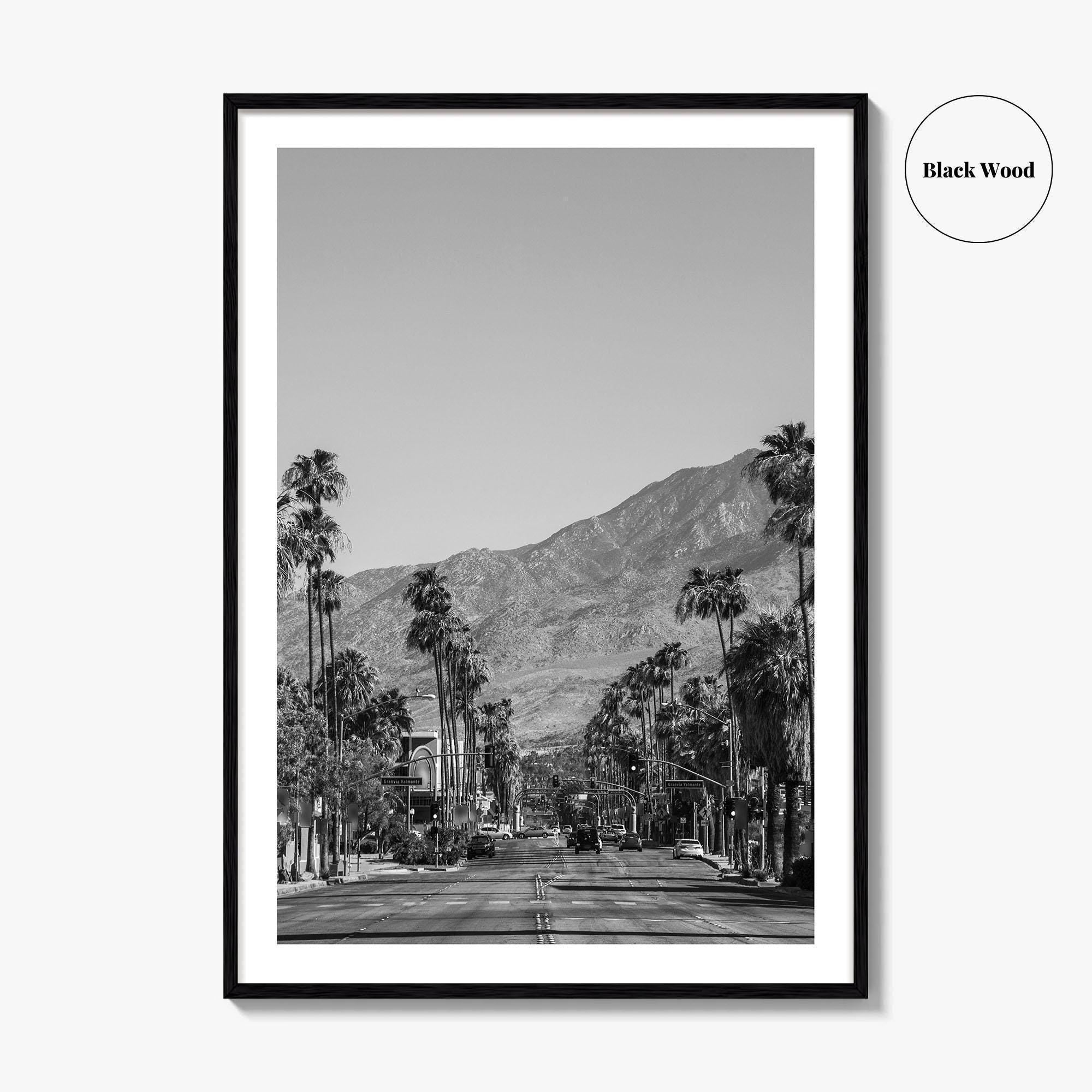 Palm Springs Skyline Black and White Fine Art Photo Print, Downtown California Poster