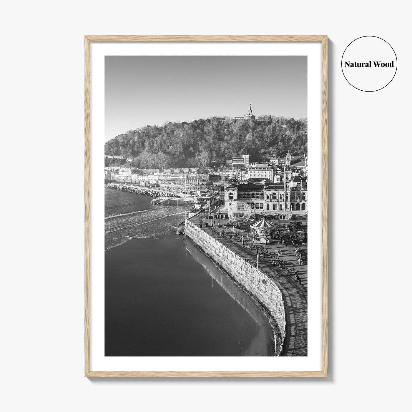 San Sebastian Black and White Fine Art Photo Print, Alderdi Eder Park Spain Poster