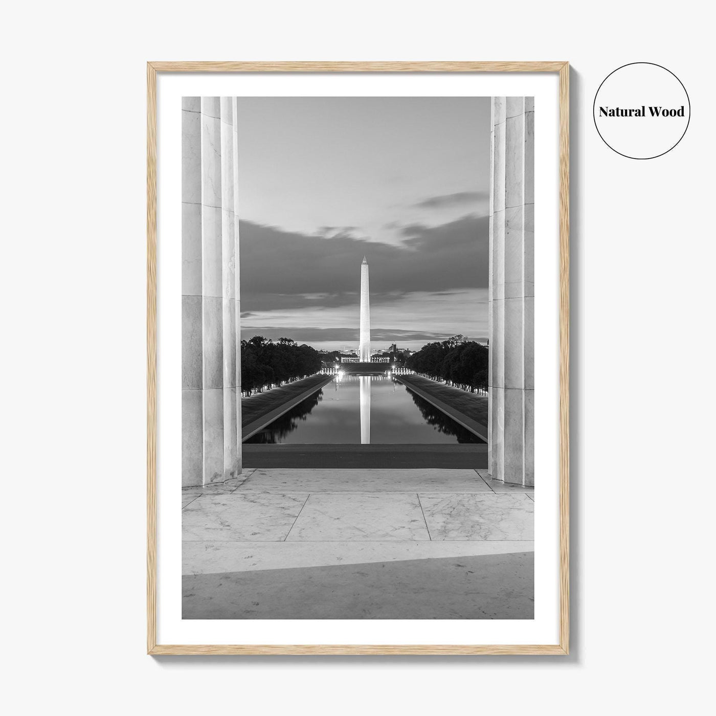 Washington DC Black and White Fine Art Photo Print, Lincoln Memorial Reflecting Pool Poster