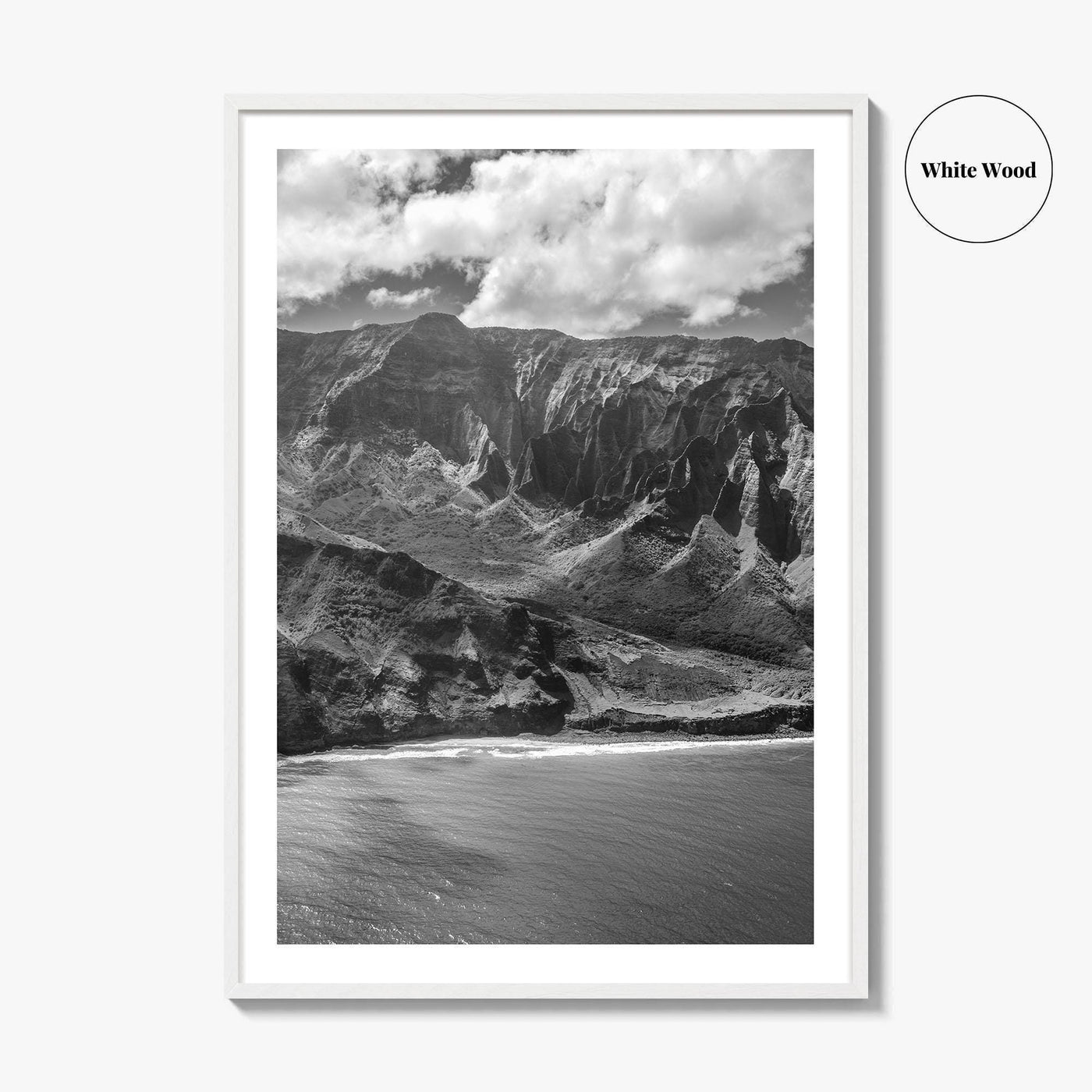 Na Pali Coast Black and White Fine Art Photo Print, Kauai Hawaii Poster