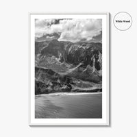 Na Pali Coast Black and White Fine Art Photo Print, Kauai Hawaii Poster
