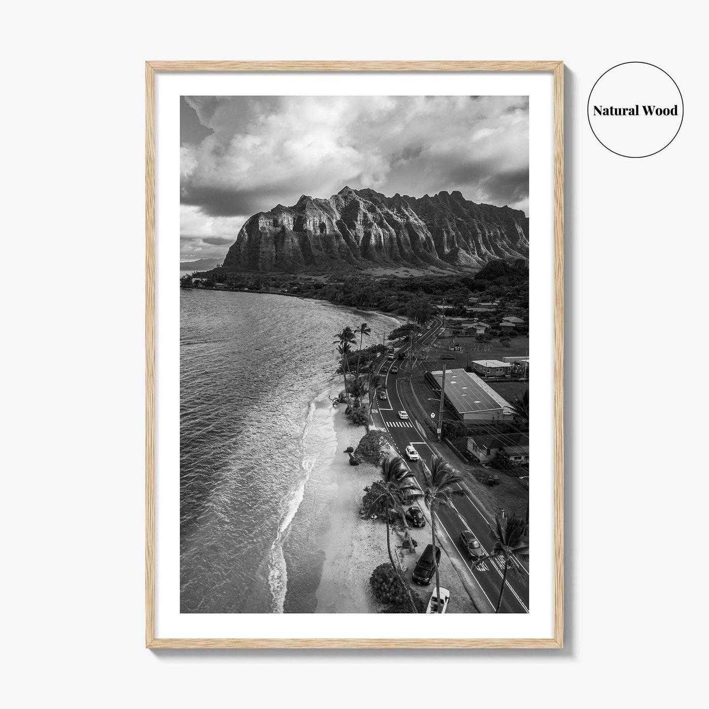 Oahu Black and White Fine Art Photo Print, Hawaii Beach Wall Decor Poster, Honolulu