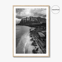 Oahu Black and White Fine Art Photo Print, Hawaii Beach Wall Decor Poster, Honolulu