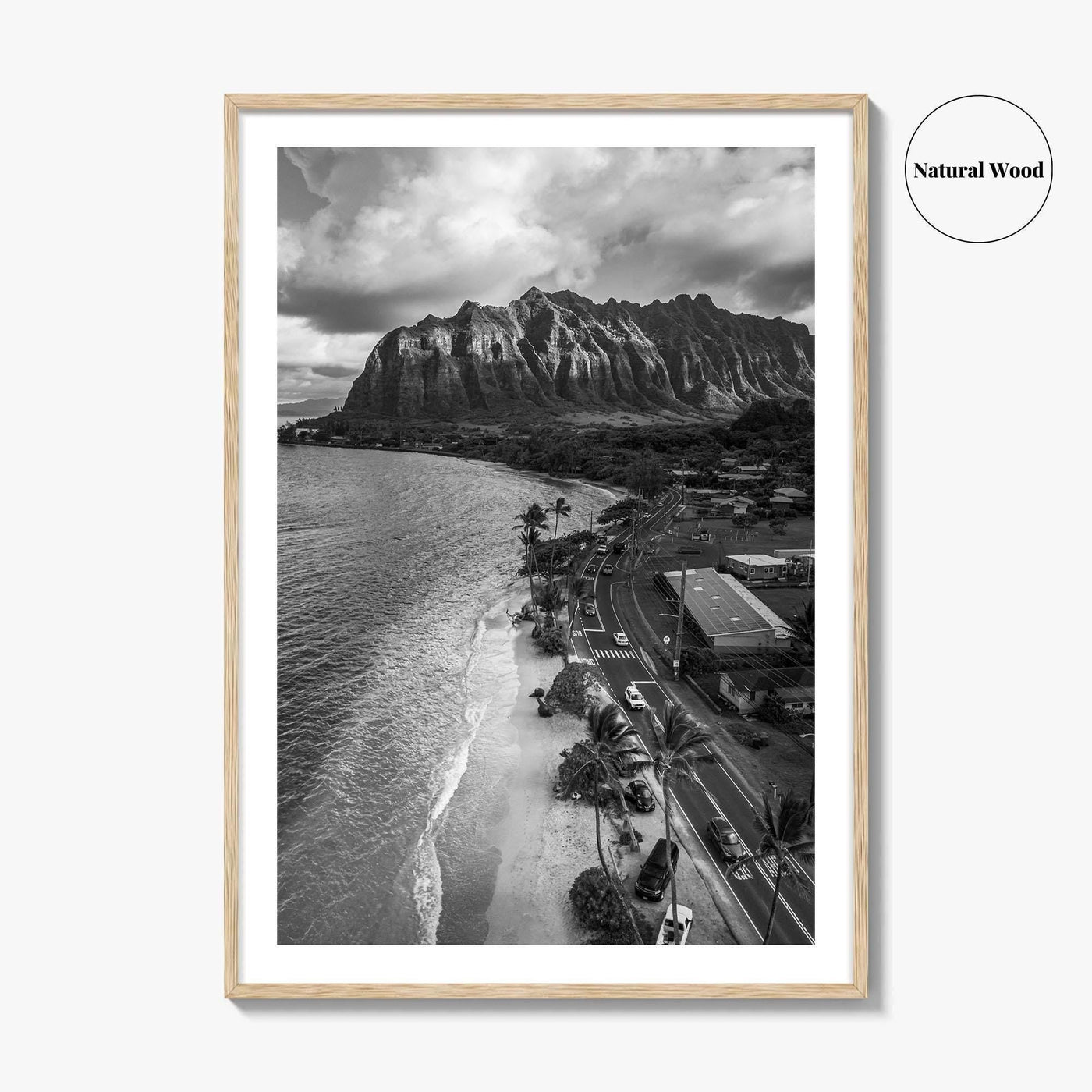 Oahu Black and White Fine Art Photo Print, Hawaii Beach Wall Decor Poster, Honolulu