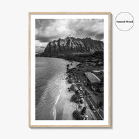 Oahu Black and White Fine Art Photo Print, Hawaii Beach Wall Decor Poster, Honolulu