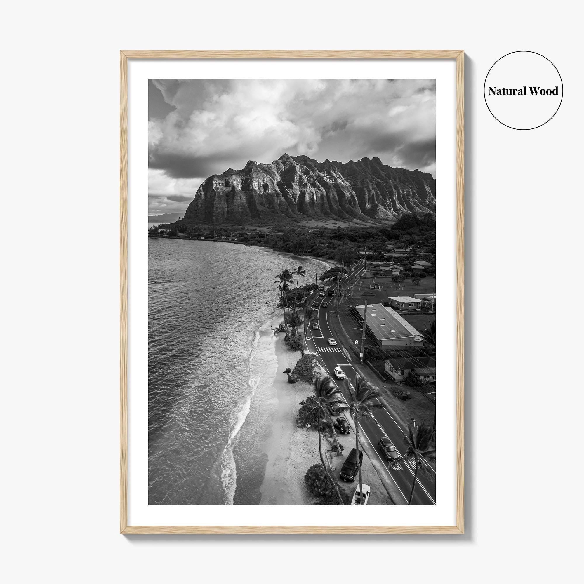 Oahu Black and White Fine Art Photo Print, Hawaii Beach Wall Decor Poster, Honolulu