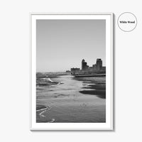South Padre Island Black and White Fine Art Photo Print, Texas Shoreline Hotels Poster