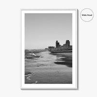 South Padre Island Black and White Fine Art Photo Print, Texas Shoreline Hotels Poster