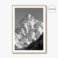 K2 Summit Black and White Fine Art Photo Print, Karakoram, Pakistan Wall Poster