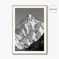 K2 Summit Black and White Fine Art Photo Print, Karakoram, Pakistan Wall Poster