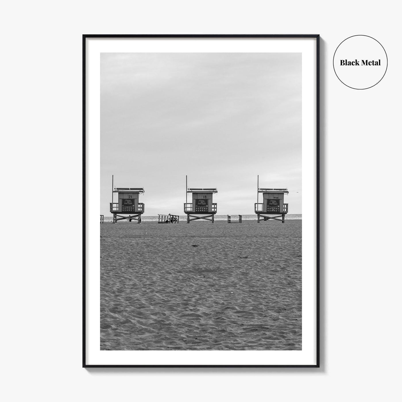 Venice Beach Black and White Fine Art Photo Print, Los Angeles Lifeguard Towers Poster