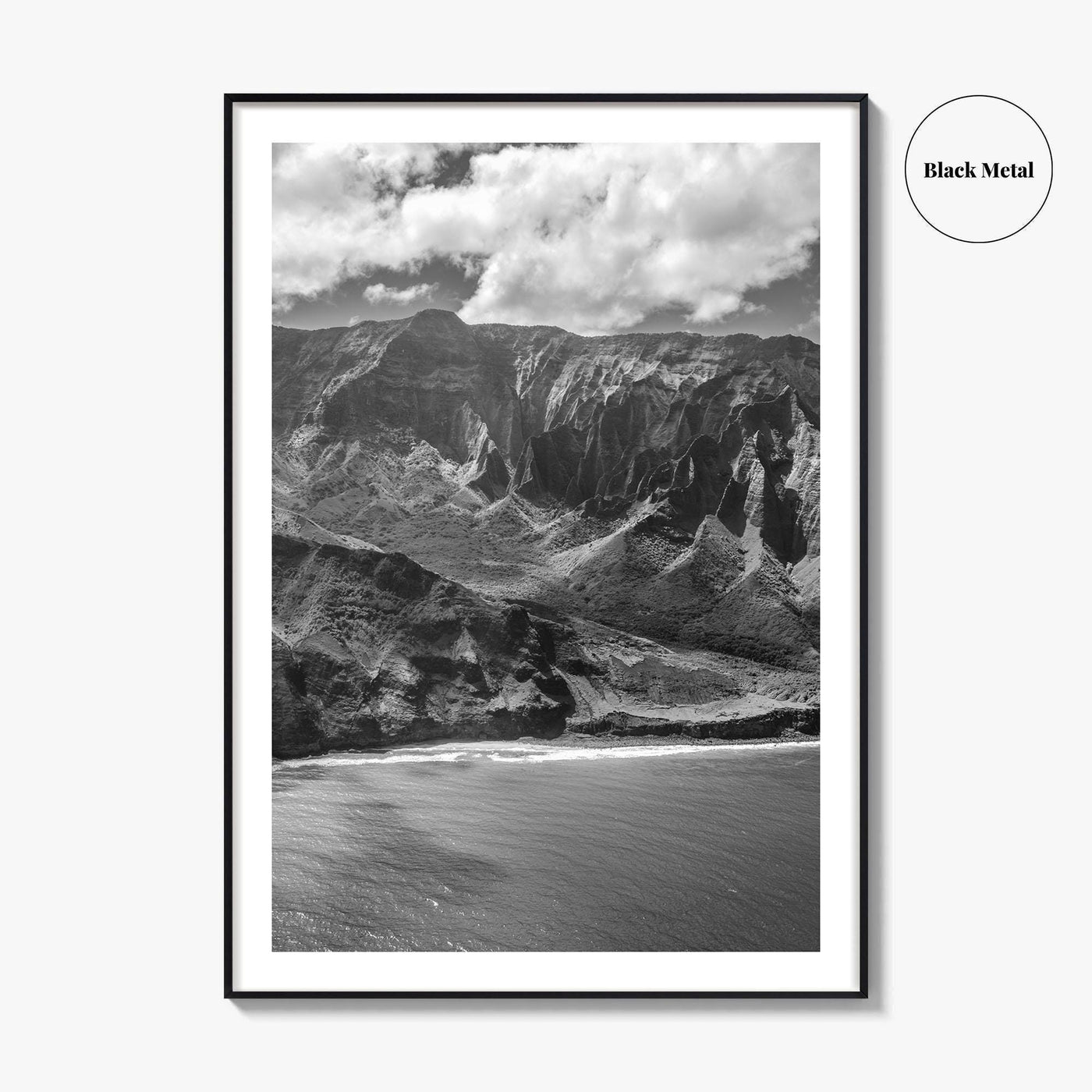 Na Pali Coast Black and White Fine Art Photo Print, Kauai Hawaii Poster