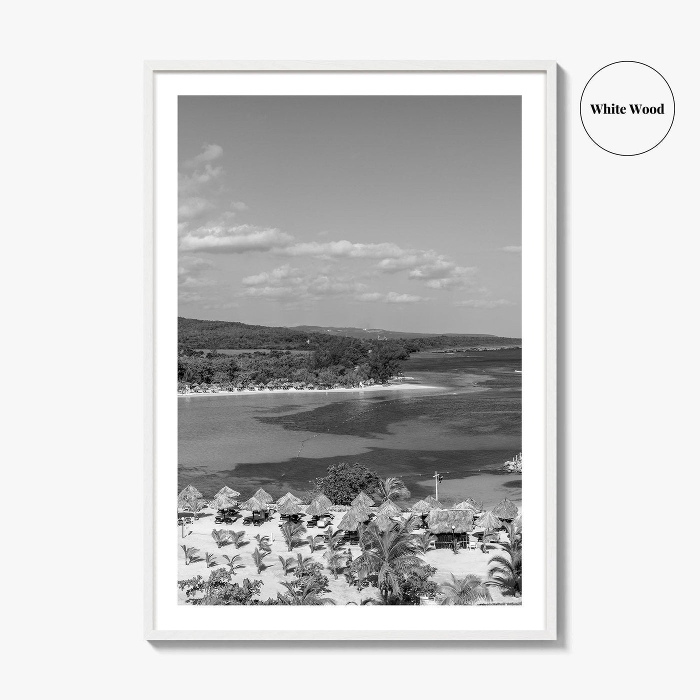 Runaway Bay Black and White Fine Art Photo Print, Jamaica Ocho Rios Poster
