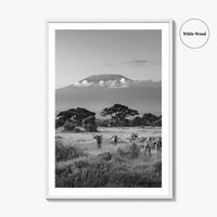 Mount Kilimanjaro Black and White Fine Art Photo Print, Amboseli, Kenya, Tanzania, Poster