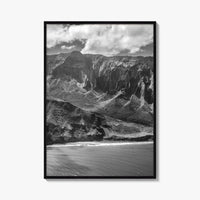 Na Pali Coast Black and White Fine Art Photo Print, Kauai Hawaii Poster